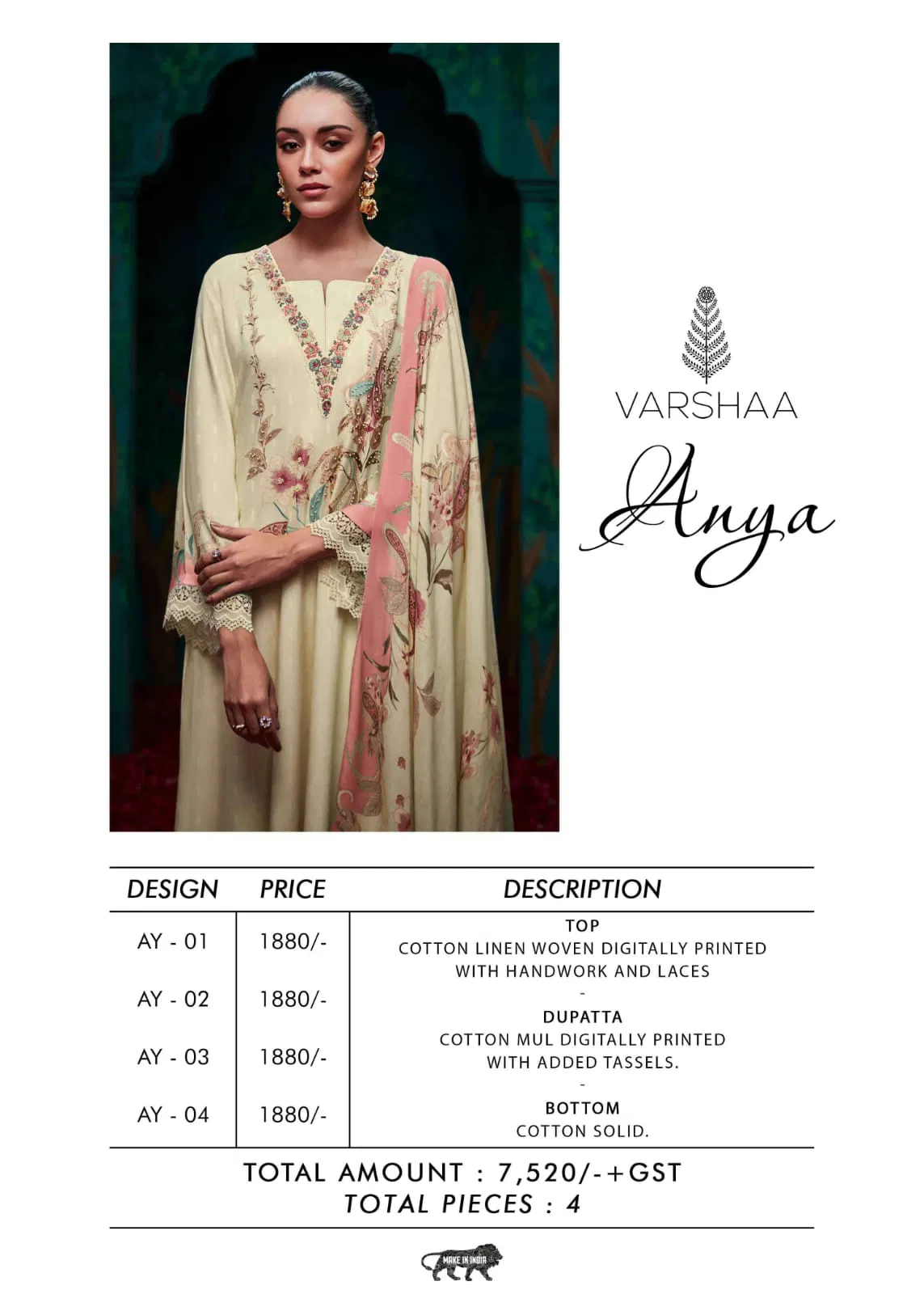 Anya By Varsha Cotton Linen Printed Designer Salwar Suits Wholesale Online